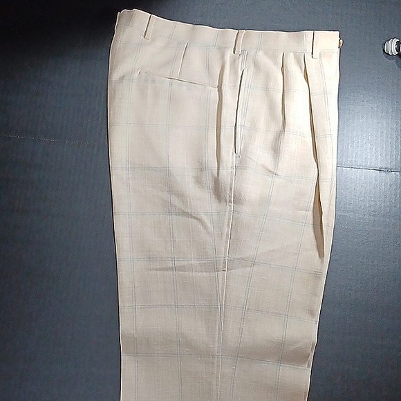 Vintage 80s Linen Dress Pants, Cream, Men's, Size 34, Made in USA - Picture 3 of 10
